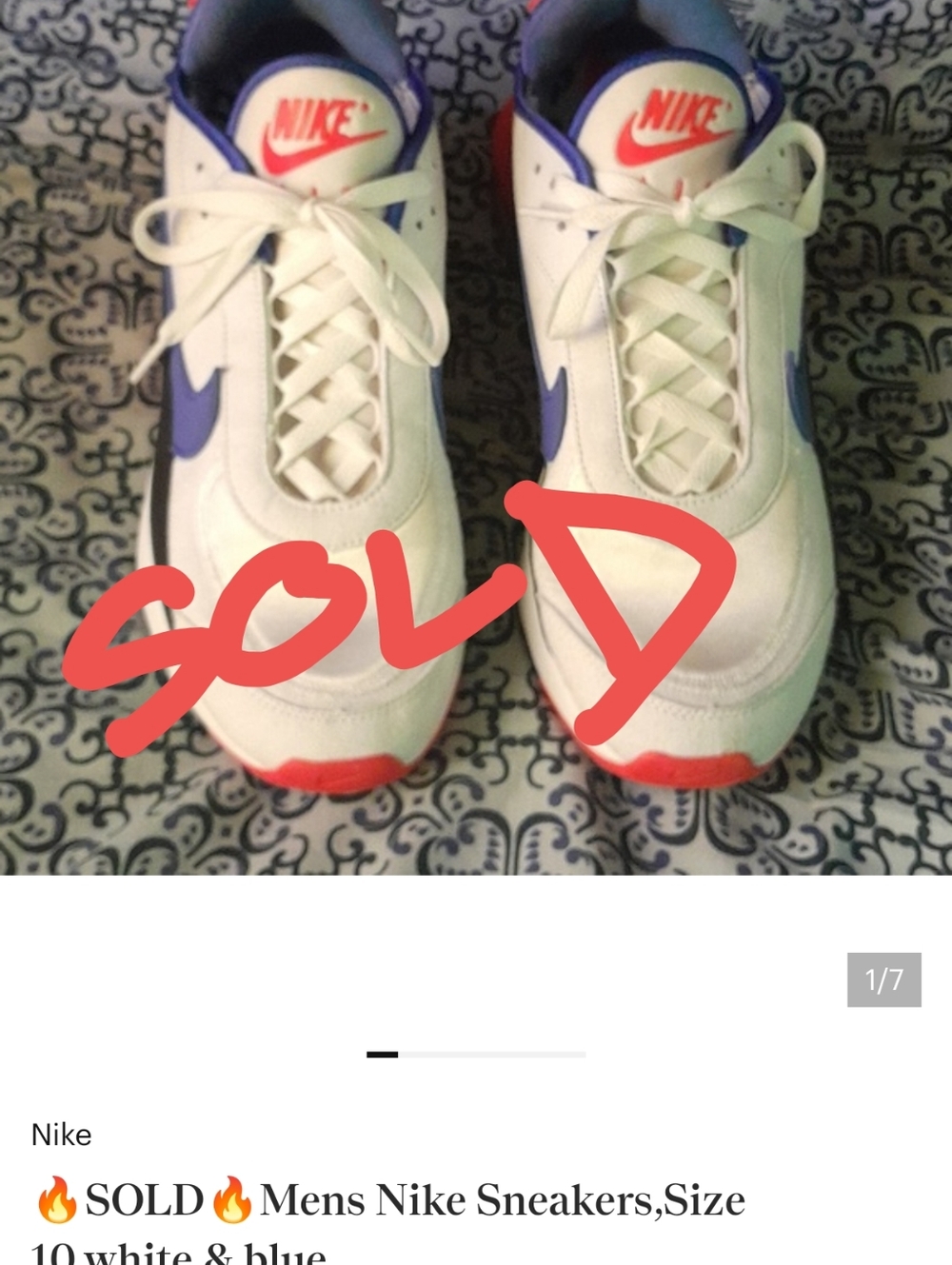 🔥SOLD🔥Mens Nike Sneakers,Size 10,white,& blue